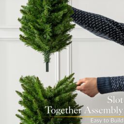 Christow Slim Christmas Tree 5ft 6ft 7ft Artificial Corner Pencil Xmas Spruce with Base Stand in Green - thumbnail 4