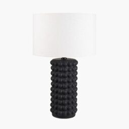 Ruma Bobbled Ceramic Tall Table Lamp With Drum Shade in Black - thumbnail 2