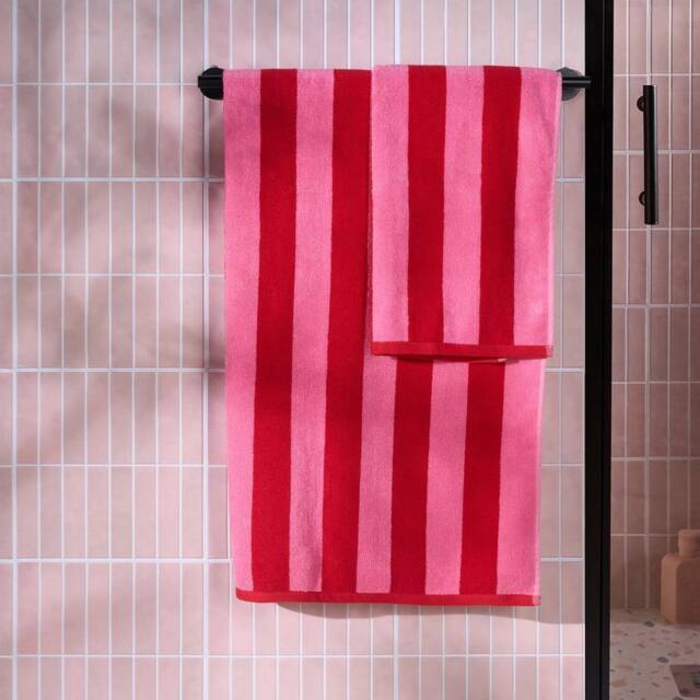 OHS Stripe 100% Cotton Bath Towel Hotel Quality Soft Absorbent - image 1