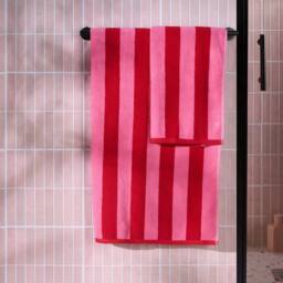 OHS Stripe 100% Cotton Bath Towel Hotel Quality Soft Absorbent