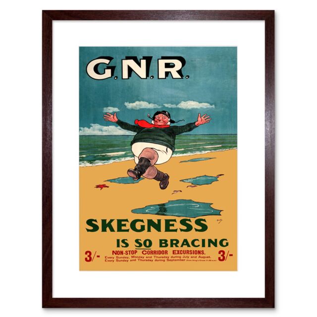 "Artery8 Wall Art Print GNR Rail Skegness Vintage Advert Art Black Framed 9x7 inch in Brown - Size: W7"" x H9""" - image 1
