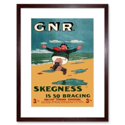 "Artery8 Wall Art Print GNR Rail Skegness Vintage Advert Art Black Framed 9x7 inch in Brown - Size: W7"" x H9""" - thumbnail 1