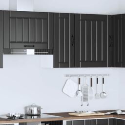 Berkfield Home Kitchen Wall Cabinet Lucca Black Engineered Wood - thumbnail 3