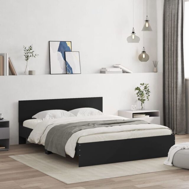 Berkfield Home Bed Frame without Mattress Black 150x200 cm King Size - image 1
