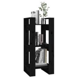 Berkfield Home Book Cabinet/Room Divider Black 41x35x91 cm Solid Wood Pine - Size: 41 x 35 x 91 cm - thumbnail 5