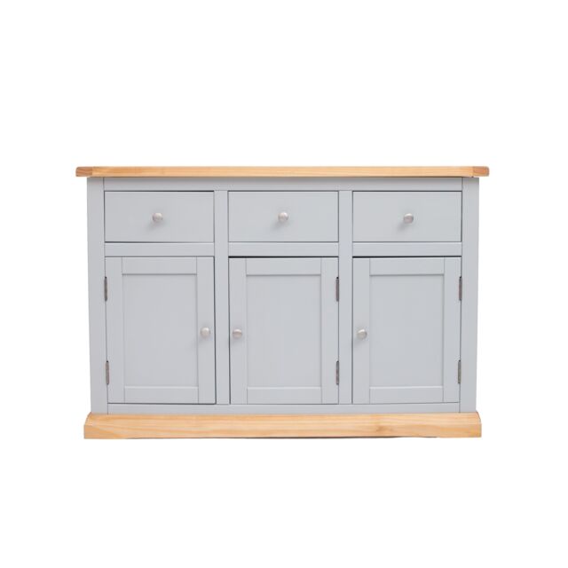 Cabinet Bits Bomporto Light Grey 3 Drawer 3 Door Sideboard Chrome Knob - image 1