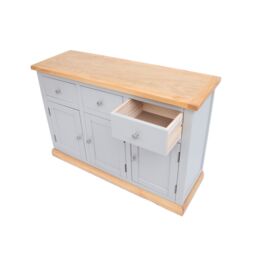 Cabinet Bits Bomporto Light Grey 3 Drawer 3 Door Sideboard Chrome Knob - thumbnail 5