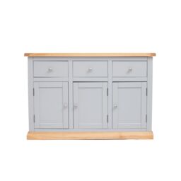 Cabinet Bits Bomporto Light Grey 3 Drawer 3 Door Sideboard Chrome Knob - thumbnail 1