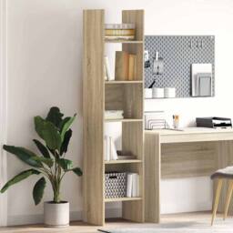 Berkfield Home Book Cabinet Sonoma Oak 40x35x180 cm Engineered Wood in Light Tan - Size: 40 x 35 x 180 cm - thumbnail 2