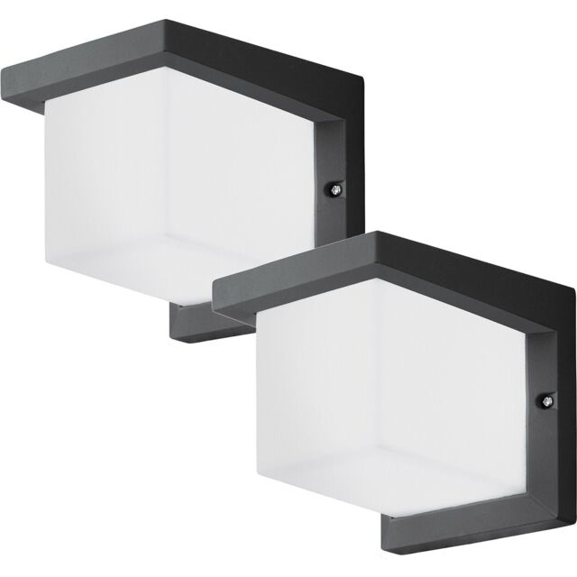 Loops 2 PACK IP54 Outdoor Wall Light Anthracite Cast Aluminium 10W LED Lamp - image 1