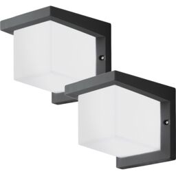 Loops 2 PACK IP54 Outdoor Wall Light Anthracite Cast Aluminium 10W LED Lamp