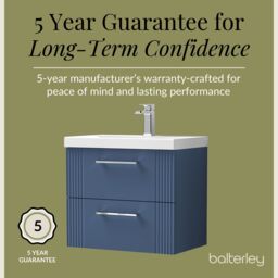 Balterley Wall Hung 2 Drawers Vanity Unit - Thin-Edge Basin 600mm, Satin Blue - thumbnail 6