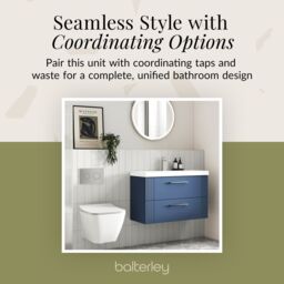 Balterley Wall Hung 2 Drawers Vanity Unit - Thin-Edge Basin 600mm, Satin Blue - thumbnail 7