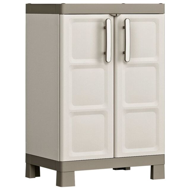 Berkfield Home Keter Low Storage Cabinet Excellence Beige & Taupe 97 cm - image 1