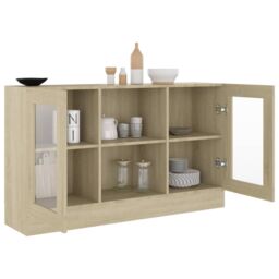 Berkfield Home Vitrine Cabinet Sonoma Oak 120x30.5x70 cm Engineered Wood in Brown - thumbnail 4