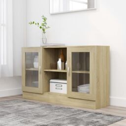 Berkfield Home Vitrine Cabinet Sonoma Oak 120x30.5x70 cm Engineered Wood in Brown - thumbnail 1