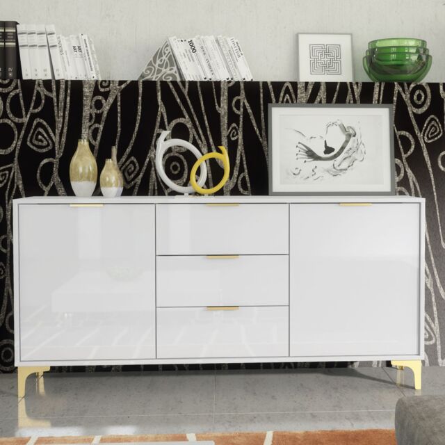 Mex Furniture LTD Sideboard 140cm Lux High Gloss in White - image 1
