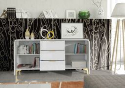 Mex Furniture LTD Sideboard 140cm Lux High Gloss in White - thumbnail 8