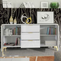 Mex Furniture LTD Sideboard 140cm Lux High Gloss in White - thumbnail 2