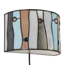 Orsina Jewel Deco Wall Light, Tiffany Style Semi-Circular Shade, Hand Rolled Art Glass With Jewel Detailing - thumbnail 4