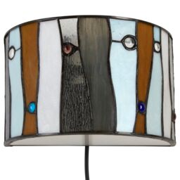Orsina Jewel Deco Wall Light, Tiffany Style Semi-Circular Shade, Hand Rolled Art Glass With Jewel Detailing - thumbnail 2