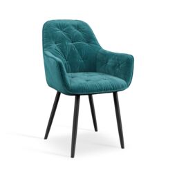 More4Homes Aria Dining Table & Chairs - White Marble Effect Table Top w Black Legs + Anika Velvet Dining Chair Set Of 4 in Blue - thumbnail 6