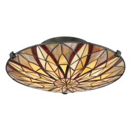 Loops Semi Flush Light Tiffany Style Coloured Glass Uplight Valiant Bronze LED E27 60W in Clear - thumbnail 3