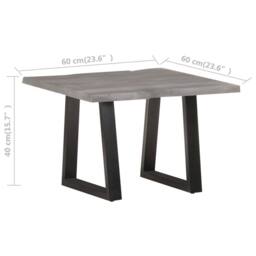 Berkfield Home Coffee Table with Live Edges 60x60x40 cm Solid Acacia Wood in Grey - Size: 60 x 60 x 40 cm - thumbnail 7