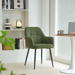 SONARA Modern Single Dining Chair with Plush Chenille Fabric in Green