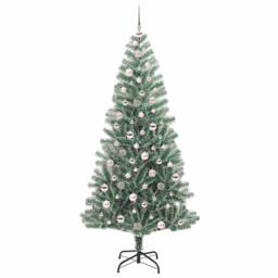 Berkfield Home Artificial Christmas Tree Snow Flocked with LED Light 210 cm in Green - thumbnail 4