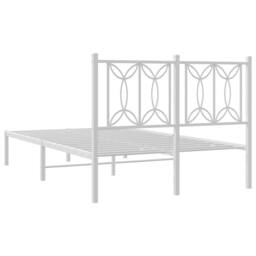 Berkfield Home Metal Bed Frame without Mattress with Headboard White 120x190cm - Size: 120x190 cm - thumbnail 6