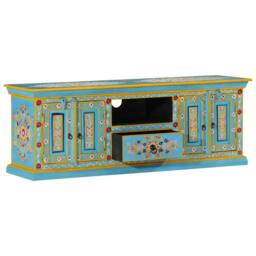 Berkfield Home TV Cabinet Blue 110x30x40 cm Solid Wood Mango - Size: 110 x 30 x 40 cm