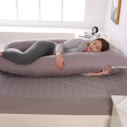 SPETLEK Women's Grey U Shaped Maternity Pregnancy Pillow with Removable Cover - thumbnail 6