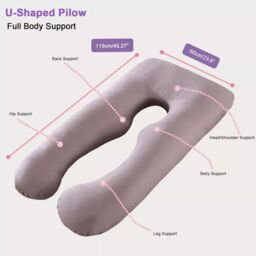 SPETLEK Women's Grey U Shaped Maternity Pregnancy Pillow with Removable Cover - thumbnail 7