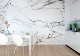 Origin Murals Marbled Ink Wall Mural in White - Size: W300 cm x H240 cm - thumbnail 2