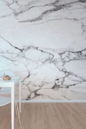 Origin Murals Marbled Ink Wall Mural in White - Size: W300 cm x H240 cm - thumbnail 1