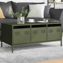 Berkfield Home Coffee Table Olive Green 101.5x50x43.5 cm Cold-rolled Steel - thumbnail 2