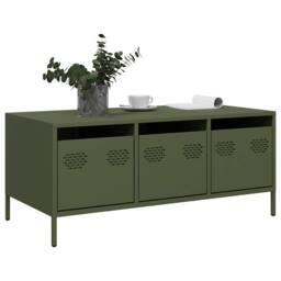 Berkfield Home Coffee Table Olive Green 101.5x50x43.5 cm Cold-rolled Steel - thumbnail 3