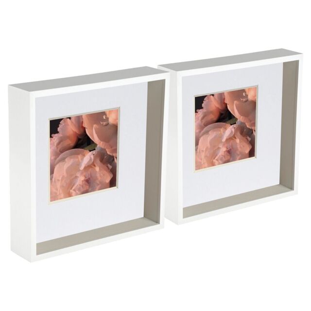 "Nicola Spring 3D Deep Box Photo Frames - 10 x 10"" with 6 x 6"" Mount - White Mount - Pack of 5" - image 1