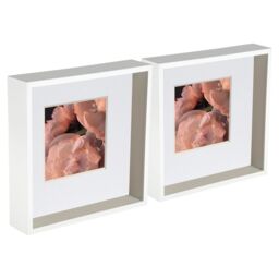 "Nicola Spring 3D Deep Box Photo Frames - 10 x 10"" with 6 x 6"" Mount - White Mount - Pack of 5" - thumbnail 1