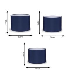 ValueLights Torbery Set of 3 Nesting Easy Fit Ceiling Pendant Light Lamp Shades in Navy - thumbnail 7