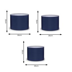 ValueLights Torbery Set of 3 Nesting Easy Fit Ceiling Pendant Light Lamp Shades in Navy - thumbnail 5