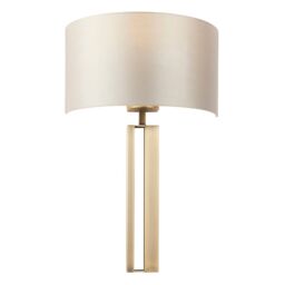 Loops Antique Brass Slotted Wall Light Fitting & Mink Satin Half Shade - Dimmable in Metallics