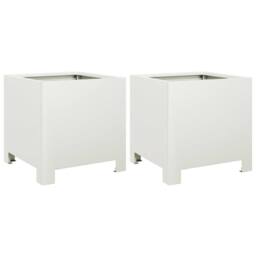 Berkfield Home Garden Planters 2 pcs White 30x30x30 cm Steel - Size: 30 x 30 x 30 cm - thumbnail 3