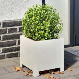 Berkfield Home Garden Planters 2 pcs White 30x30x30 cm Steel - Size: 30 x 30 x 30 cm - thumbnail 2