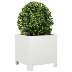 Berkfield Home Garden Planters 2 pcs White 30x30x30 cm Steel - Size: 30 x 30 x 30 cm - thumbnail 4