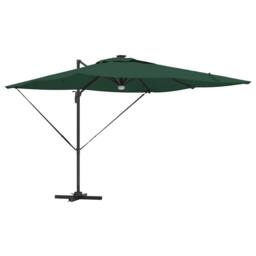 Berkfield Home Cantilever Roma Parasol with LEDs Green 286x285x270 cm Aluminium - Size: 286 x 285 x 270 cm - thumbnail 1