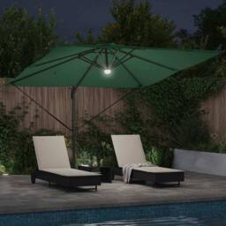 Berkfield Home Cantilever Roma Parasol with LEDs Green 286x285x270 cm Aluminium - Size: 286 x 285 x 270 cm - thumbnail 4
