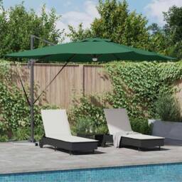 Berkfield Home Cantilever Roma Parasol with LEDs Green 286x285x270 cm Aluminium - Size: 286 x 285 x 270 cm - thumbnail 2