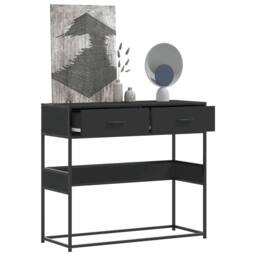 Berkfield Home Console Table Black 90x35x80 cm Engineered Wood - Size: 90 x 35 x 80 cm - thumbnail 2